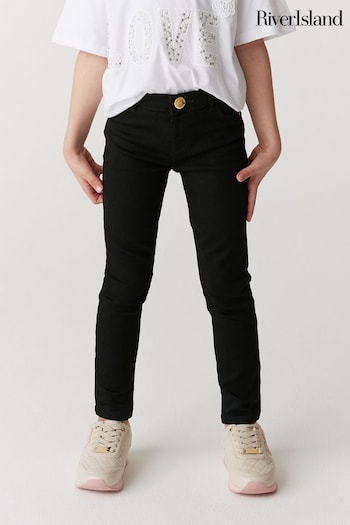 River Island Black Girls Molly Mid Rise Skinny Jeans (946234) | £18