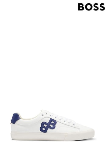 BOSS White Monogram-Detail Low Top Trainers with Bonded Leather (946290) | £139