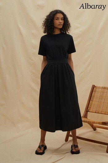 Albaray Black Woven Mix T-Shirt Dress (946326) | £69