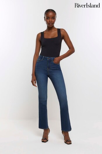 River Island Blue Cropped High Rise  Bootcut Jeans (946423) | £45