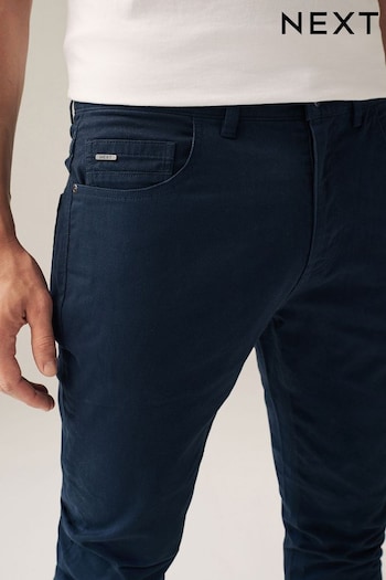 Navy Slim Textured Soft Touch Stretch Denim Jean Style Trousers (946437) | £30