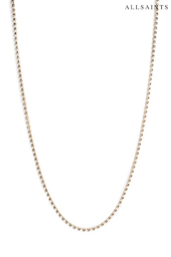 AllSaints Gold Tone Rhinestone Y Necklace (946445) | £49