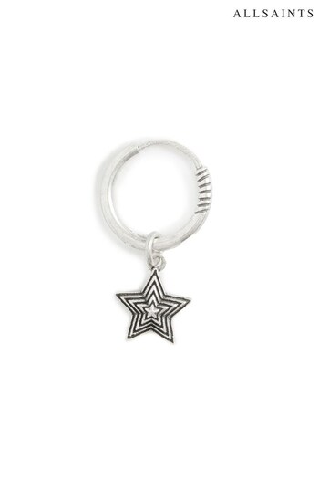 AllSaints Sterling Silver Tone Star Huggie Earring (946456) | £29