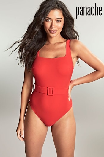 Panache Red Rossa Square Neck Belted Swimsuit (946465) | £80