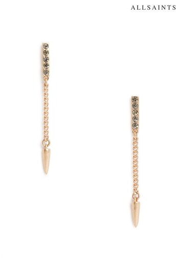 AllSaints Gold Tone Stone Spike Linear Earrings (946482) | £35