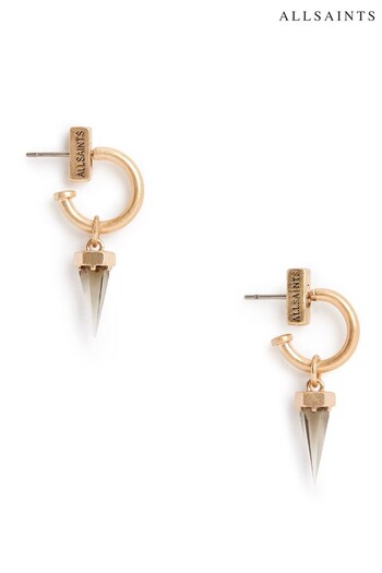 AllSaints Gold Tone Spike Charm Huggie Earrings (946543) | £35
