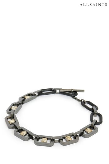 AllSaints Silver Tone Geometric Link Collar Necklace (946730) | £145