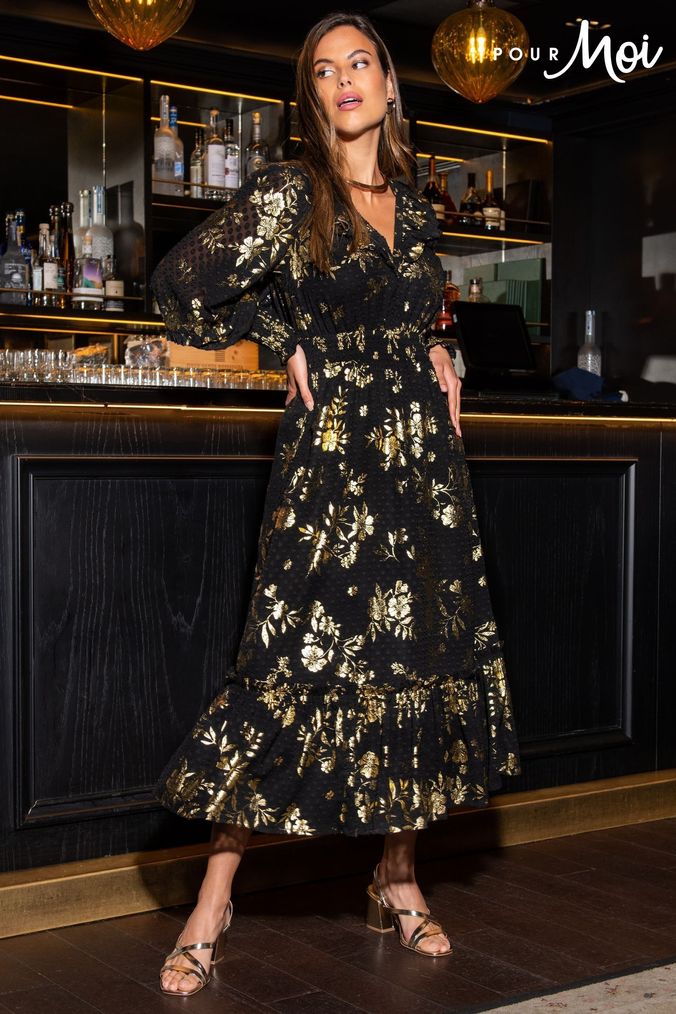 Black floral top dresses uk