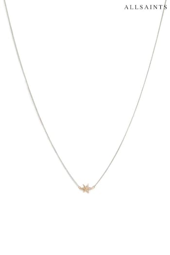 AllSaints Silver Tone Celestial Pavé Star Pendant Necklace (946828) | £39