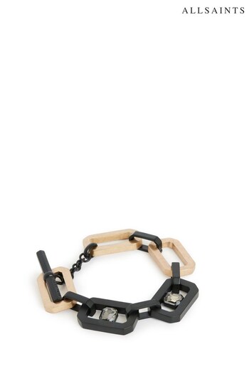 AllSaints Black Geometric Link Collar Necklace (946884) | £95