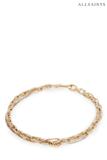 AllSaints Gold Tone Braided Collar Necklace (946946) | £95