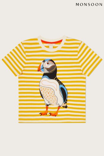 Monsoon Yellow Puffin WWF-UK Collaboration Stripe T-Shirt (947008) | £20 - £24
