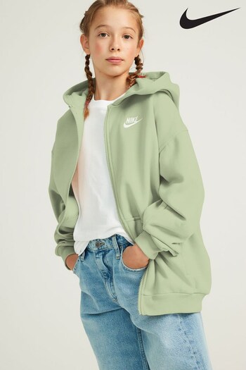 Nike Green Oversized Club Fleece Zip Through Hoodie (947131) | £45