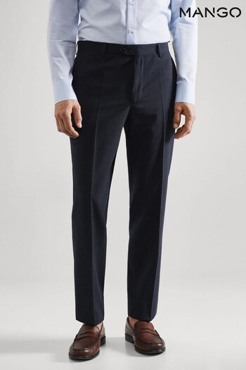 Mango Blue Slim Fit Virgin Wool Suit Trousers (947246) | £90
