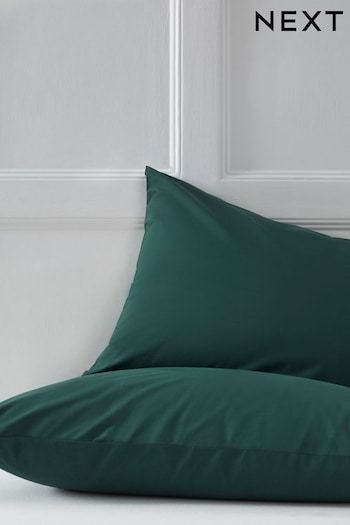 Set of 2 Dark Green Cotton Rich Pillowcases (947318) | £7 - £9