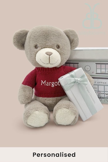 Valentine's Day Frankie Bear Soft Toy and Belgian Chocolates - Personalised (947534) | £44