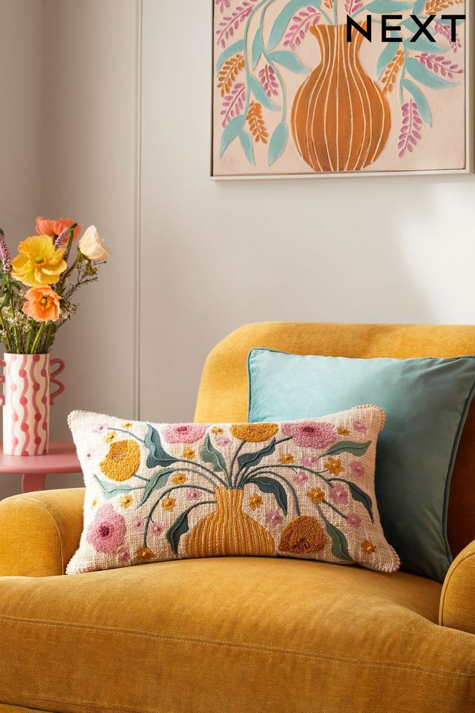 Yellow flower cushions store