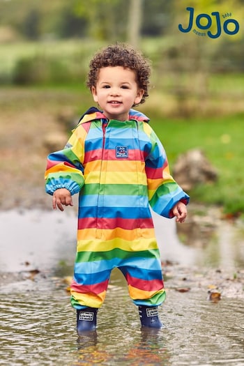 JoJo Maman Bébé Rainbow Rainbow Stripe Waterproof All-In-One (947930) | £46