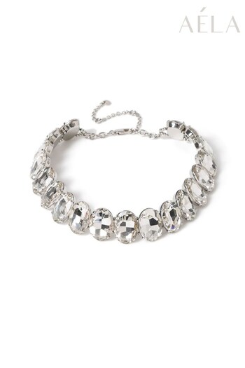 Aela White Oval Glass Statement Necklace (948012) | £28