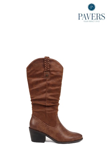 Pavers Brown Mid-Calf Western Style Boots (948184) | £50