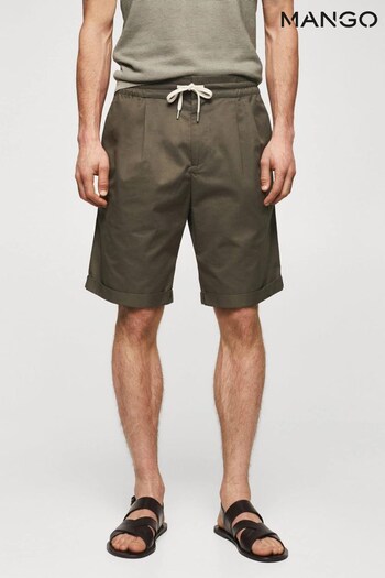 Mango Green Cotton Pleated Bermuda Pre-Owned Shorts (948210) | £25