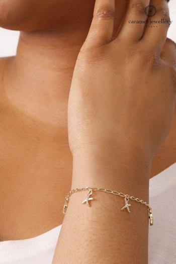 Caramel Jewellery London Gold Tone 'Kisses' Charm Delicate Bracelet (948211) | £16