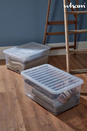 Wham Set of 2 Clear Crystal 45L Plastic Storage Box & Lid (948334) | £23