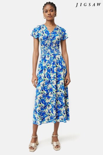 Jigsaw Mini Blue Graphic Pansy Tea Dress (948390) | £155