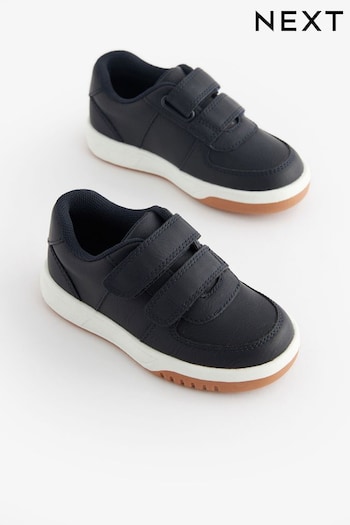Navy Blue Standard Fit (F) Strap Touch Fastening Trainers (948522) | £16 - £19