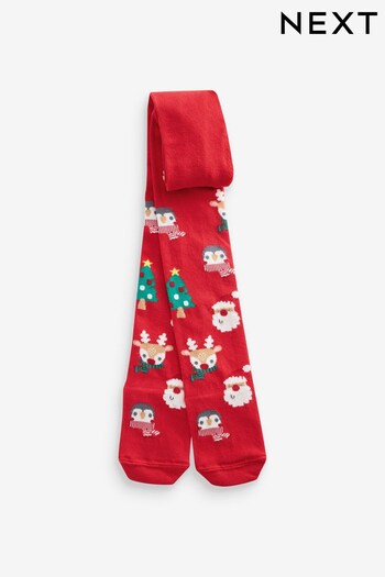 Red Christmas Character Cotton Rich Christmas Tights (948621) | £5.50 - £6.50