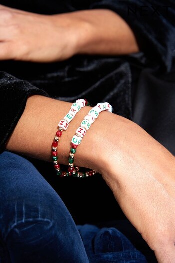Red/Green Merry Christmas Stretch Bracelet Pack (948700) | £8.50