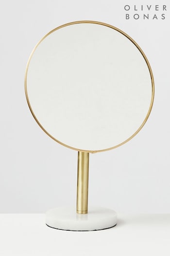 Oliver Bonas White Marble Round Pivoting Dressing Mirror (948927) | £43