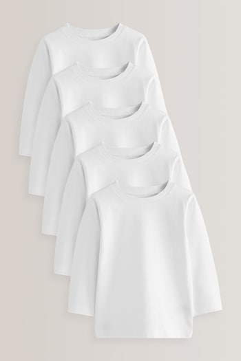 White 5 Pack Long Sleeve T-Shirts (3mths-7yrs) (948942) | £20 - £24
