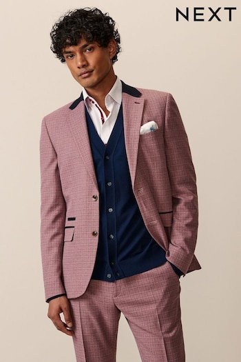 Pink Skinny Fit Check Suit Jacket (949086) | £84