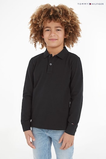 Tommy Hilfiger Kids Essential Long Sleeve Black Polo patchwork Shirt (949326) | £40 - £50