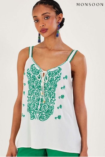 Monsoon Green Embroidered Cami Top (949334) | £45