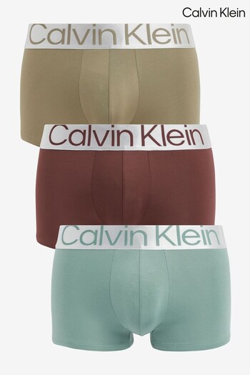 Calvin Klein Green Steel Micro Low Rise Trunks 3 Packs (949502) | £46