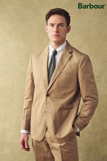 Barbour® Tan Brown Cotton Linen Suit: Jacket (949657) | £250