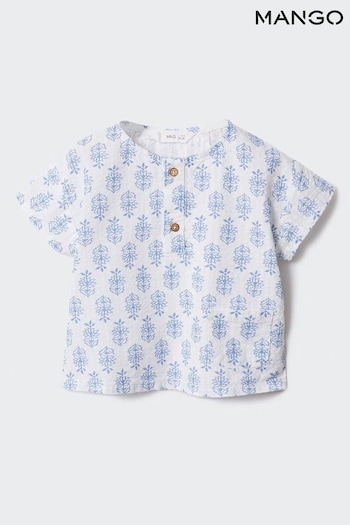 Mango Blue Floral Print Shirt (949735) | £18