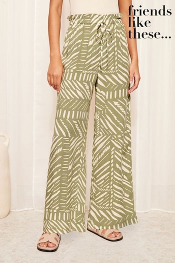 Friends Like These Green Paperbag Woven Wide Leg Trousers (949883) | £32