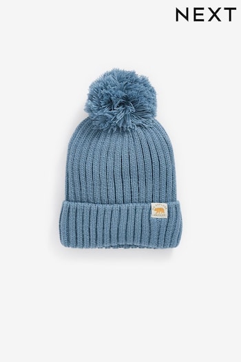 Blue Knitted Rib Pom Hat (3mths-10yrs) (949938) | £6 - £8