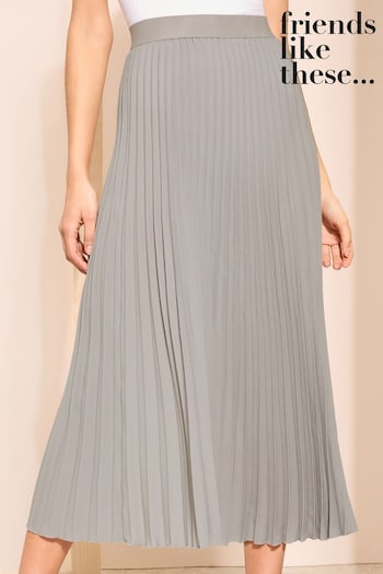 Gifts £100 & Over Silver Petite Pleat Summer Midi Skirt (949983) | £36