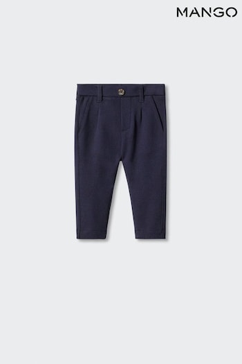 Mango Blue Textured Slim Fit Suit Trousers (950022) | £18