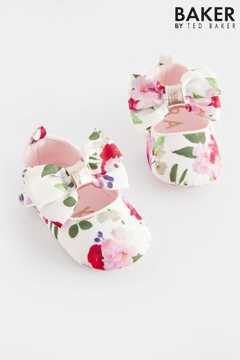 Baker by Ted Baker Baby Girls Floral Mary Jane White Bow Padders (950036) | £20