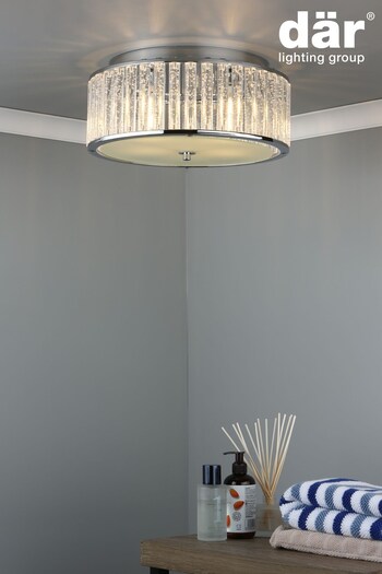 Dar Lighting Silver Zeto 4 Light Bathroom Flush Fitting Ceiling Light (950130) | £149