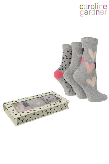 Caroline Gardner Grey Heart Gift Box Socks (950279) | £16