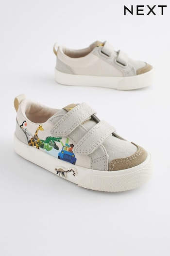 Neutral Safari Animal Standard Fit (F) Two Strap Touch Fastening Shoes (950793) | £16 - £20