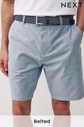 Blue Cotton Oxford Chino Shorts with Belt Included (950812) | £26