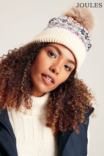 Joules Bluebird Ivory Fair Isle Knitted Hat (950855) | £12
