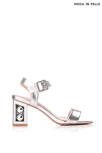 Moda in Pelle Sandypearl Natural Heeled Sandals With Pearl Detail Heel (950930) | £109